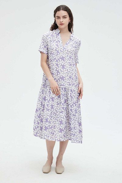 Nichii Women's Half-Sleeve Printed Midi Dress