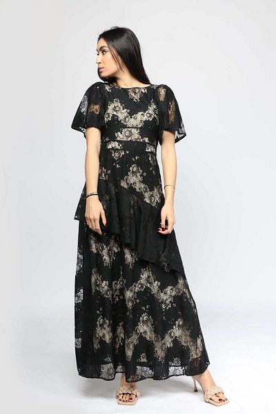 Nichii Floral Tiered Maxi Dress with Butterfly Sleeves