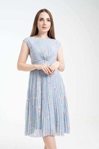 Nichii Pleated Sleeveless Midi Dress with Waist Detail