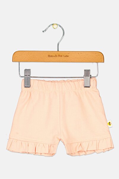 Cheekee Munkee Toddlers Girl Plain Pull On Shorts, Light Orange