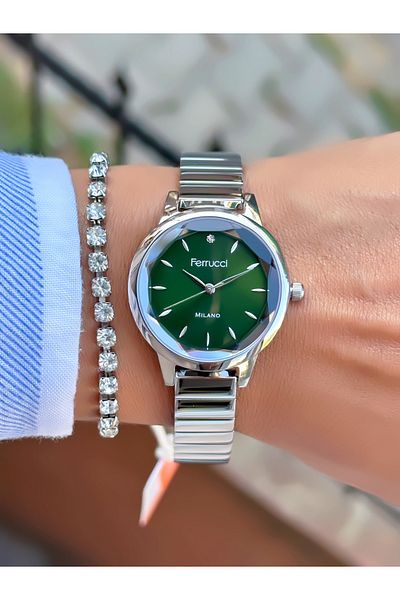 Ferrucci Steel Cord Women's Wristwatch 3 Atm Waterproof with 2 Years Warranty Mechanism