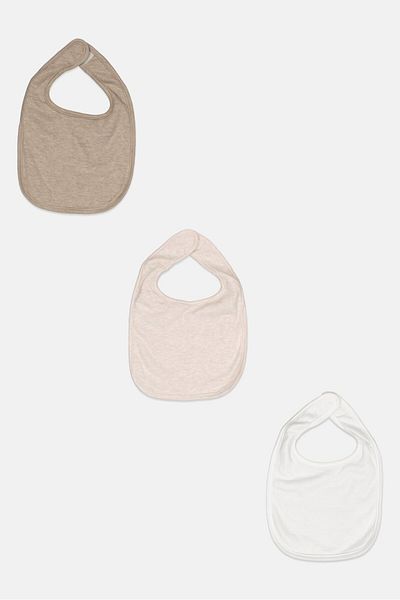 Dream Gro Toddlers Boy 3 Pcs Heather Bib Set, Tan