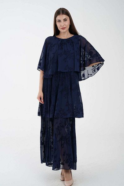 Nichii Floral Maxi Dress with Waist Belt and 3/4 Butterfly Sleeves