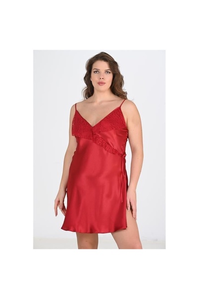 Narnuga Marsilyan- Large Size Burgundy Nightgown 2107