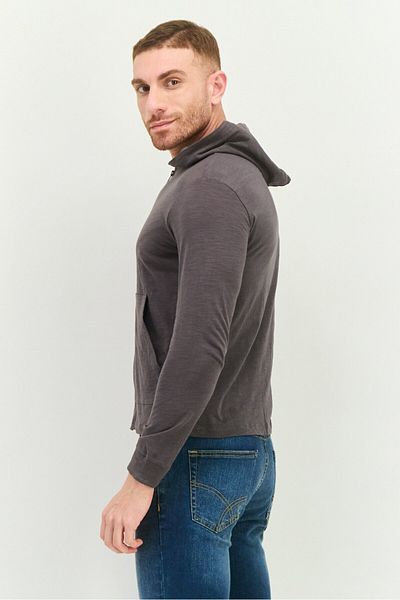 Jaxson Maximus Men Hooded Long Sleeve Plain Sweatshirt, Dark Grey