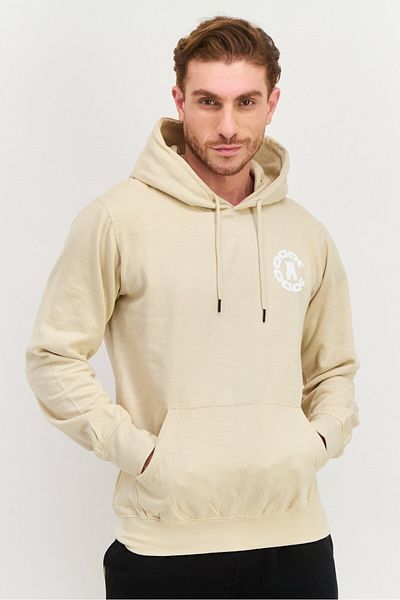 CROOKS CASTLES Men Graphic Print Long Sleeves Hooded Sweatshirt, Beige