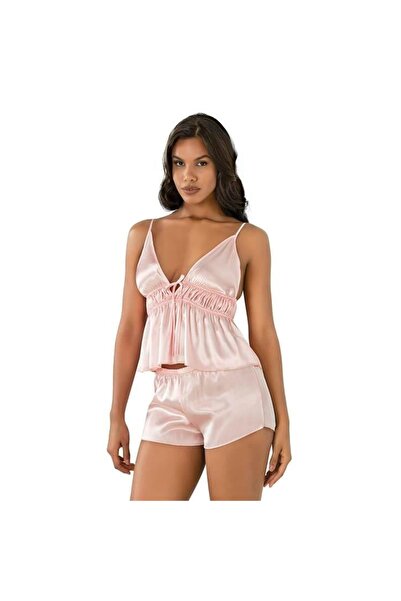 Narnuga Marsilyan- Salmon Satin Shorts Set 9208