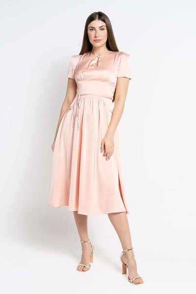 Nichii Soft Midi Dress with Short Sleeves and Open Front
