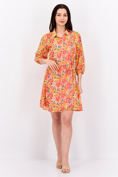 Marissa Olivia Women Floral Print Shirt Dress, Red