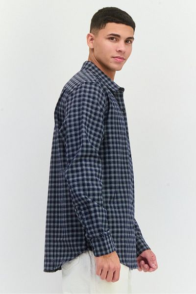 Thomas Sterling Men Regular Fit Long Sleeve Checkered Casual Shirt, Black