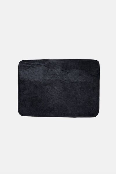 Chateau Collection Textured Charcoal Infused Bath Rug, Black
