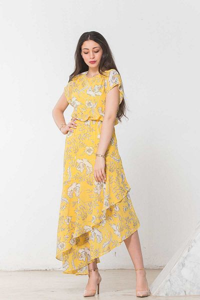 Nichii Floral Butterfly Short Sleeve Midi Dress