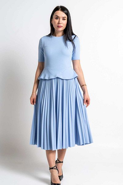 Nichii Short Sleeve Pleated Midi Dress