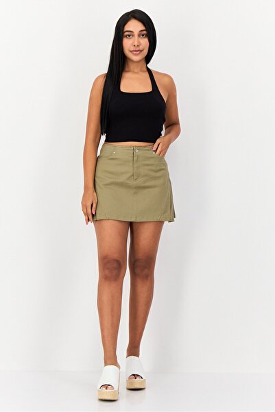 Cropp Women Plain Mini Skirt, Khaki