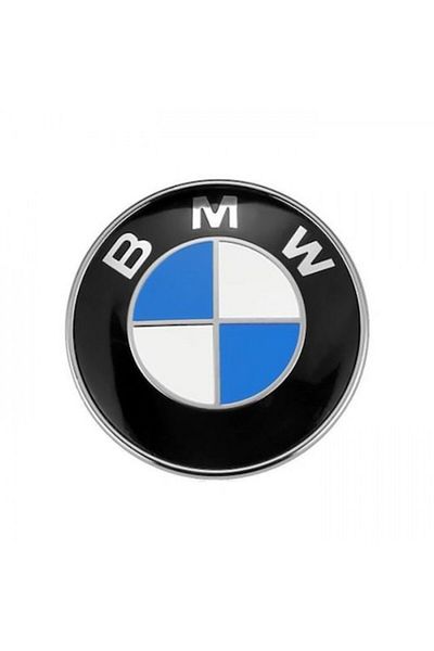 AMZN BMW Emblem for Hood or Trunk, 82mm, White/Blue