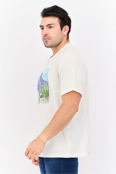 Horizon by Bass Creek Outfitters Men Round Neck Short Sleeves Graphic Print T-shirt, Off white
