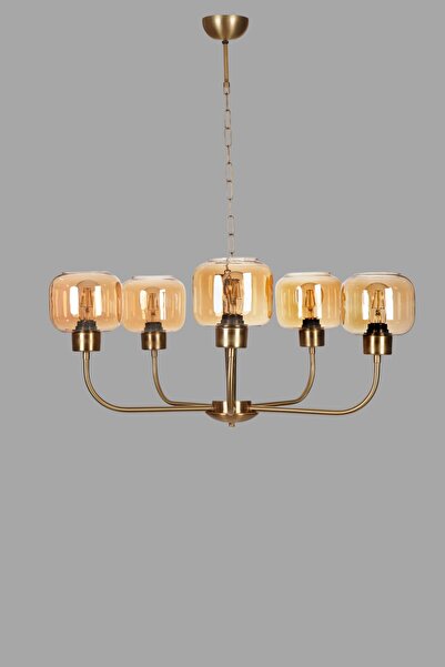 Lumexx APOLLO 5 Lİ ESKİTME BAL CAMLI AVİZE