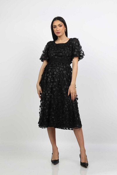Nichii Floral Short-Sleeve Midi Dress
