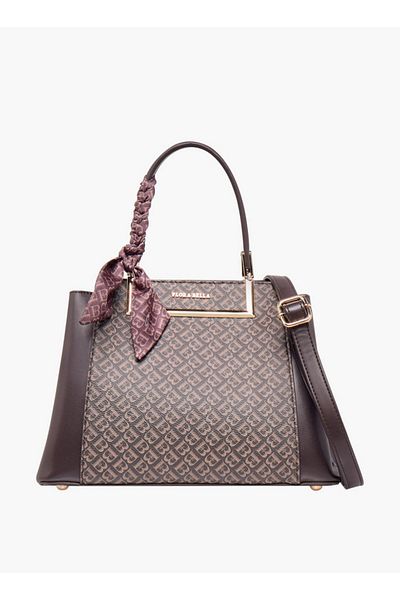 Flora Bella by Shoexpress Flora Bella Monogram Print Tote Bag with Scarf Accent