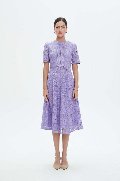 Nichii Embroidered Short Sleeve Midi Dress