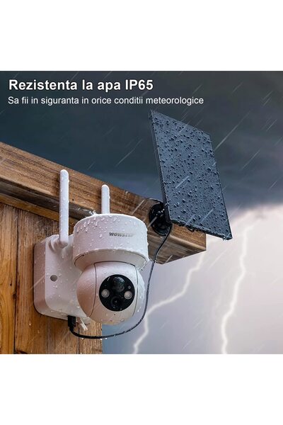 WowStep Camera Supravegere, 3MP, 2K, Interior/Exterior, Solar, Detectare Umana, 360°, Card 32 GB