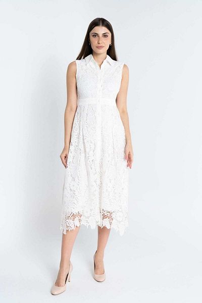 Nichii Women's Midi Lace Dress with Center Line and Front Buttons
