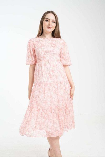 Nichii Women's Midi Dress with 3/4 Puff Sleeves