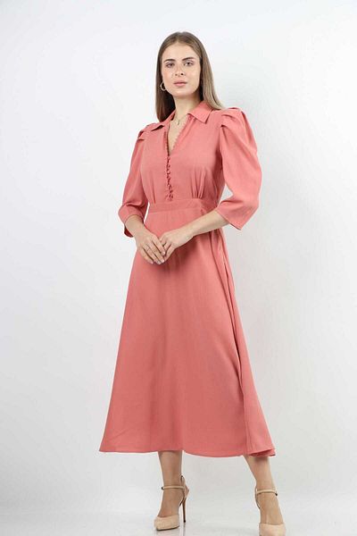 Nichii Women's V-Neck Ruched Midi Dress