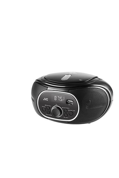 JVC RD-E221B CD radio, 2 x 1.3 W RMS, FM/USB/MP3, AUX IN, headphone output, black