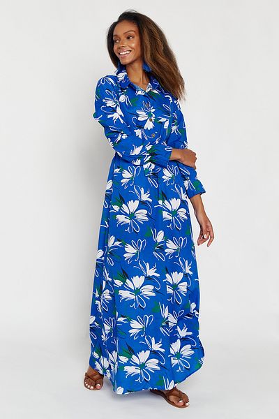 Hopoi Γυναικείο φόρεμα μάξι πουκάμισο με floral σχέδιο