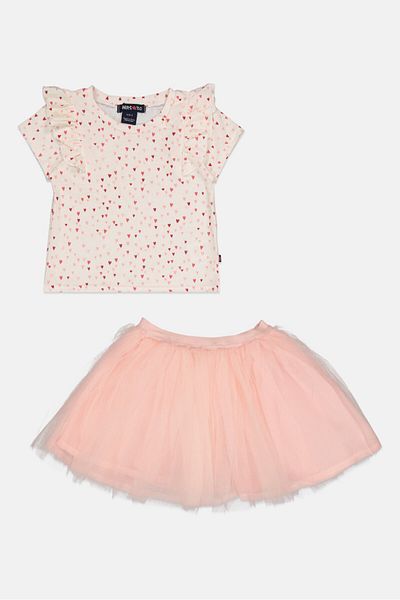 Limited Too Kids Girl 2 Pieces Printed Top And Skirt, Multicolor
