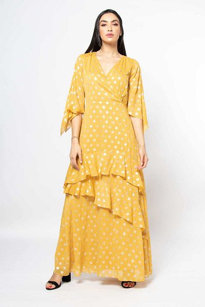 Nichii Women's 3/4 Sleeve Maxi Dress with Seven Neckline