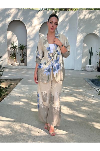 Butik Esra Kandemir Summer Linen Pants Jacket Set