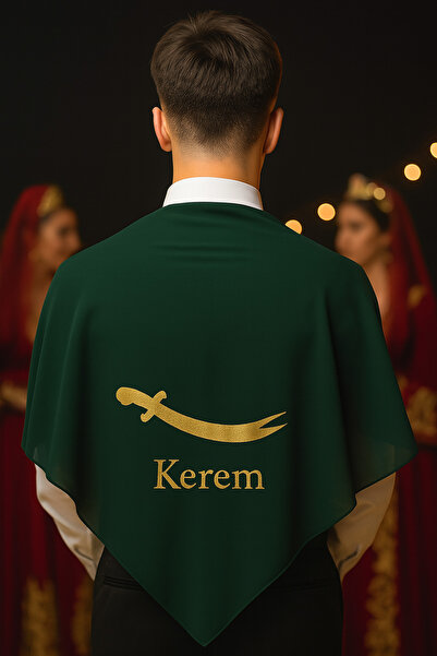 Evsay İsme özel nakışlı Damat Şalı Damat Duvağı, Kına Duvağı