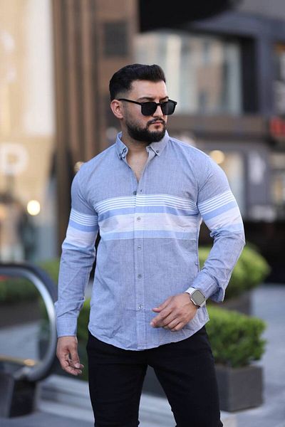 Klothy Men's Long Sleeve Panel Shirt 2400-6