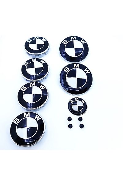 Aftermarket Set embleme compatibile cu BMW, 7 piese, alb-negru