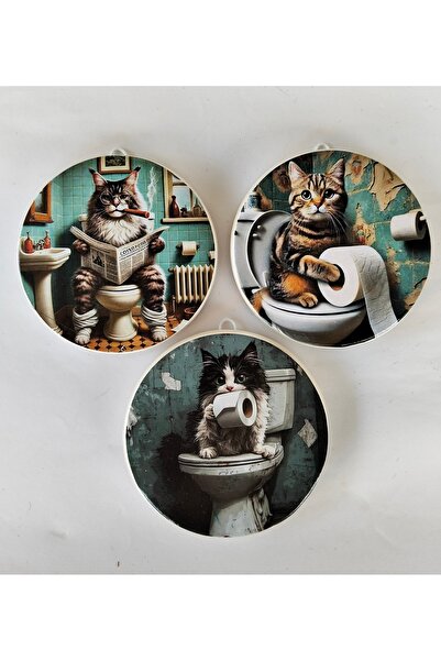 ZeyMin Art Kedi temalı 3lü duvar süsü