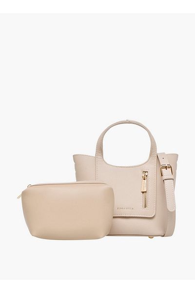 Flora Bella by Shoexpress Flora Bella Solid Tote Bag with Detachable Strap and Pouch