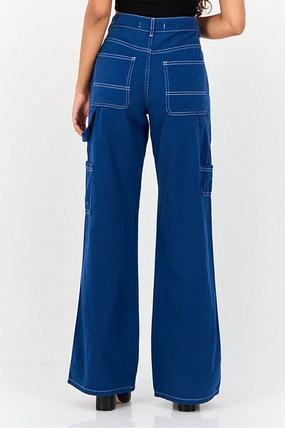 Koton Women Regular Fit Wide Leg Solid Denim Jeans, Blue