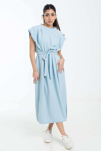 Nichii Loose Midi Dress with Waist Tie