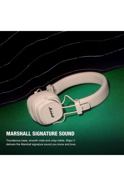 Marshall Major V Bluetooth Headphones - Foldable Wireless (Cream)