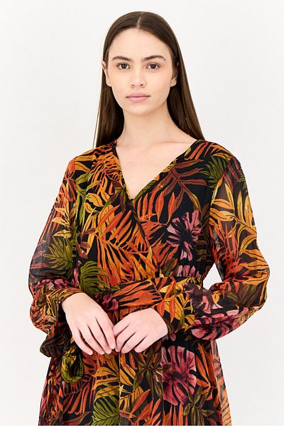 Spy Zone Exchange Women Floral Print Belted Maxi Dress, Multicolor