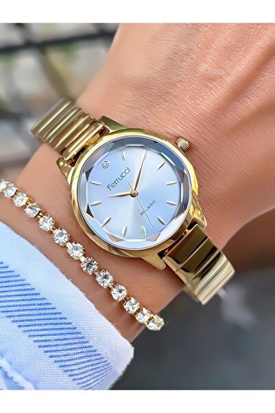 Ferrucci ساعة يد نسائية بسوار فولاذي 3 ATM مقاومة للماء مع ضمان لمدة عامين عل...