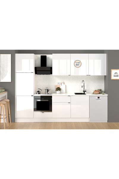 Fly Mobilya 300 Cm %100 Mdf Tezgahlı Efil Ankastre Mutfak Dolabı