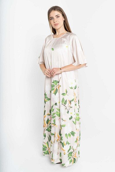 Nichii Women's Floral Maxi Dress with Short Sleeves Butterfly Style