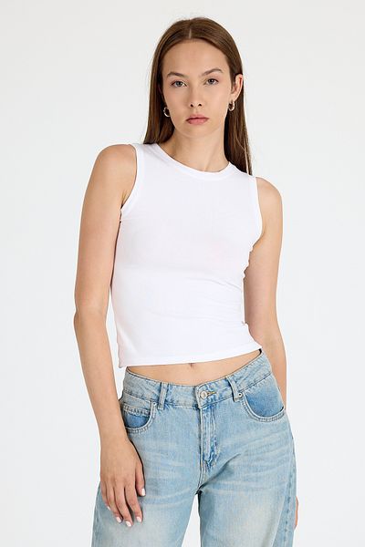 Rays White Crew Neck Sleeveless Slim Fit Undershirt 1663