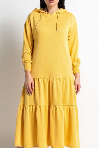 Nichii Long Sleeve Midi Dress with Hood and Pockets