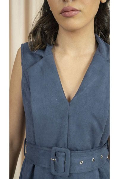 Nichii Women's Short Side-Open Midi Winter Dress with Belt