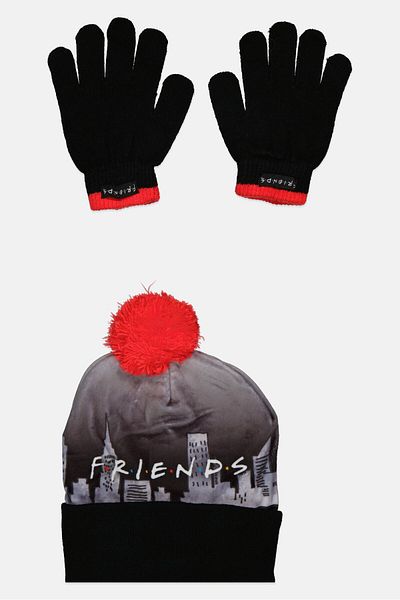 Friends Kids Girl 2 Pcs Beanie And Gloves Set, Black