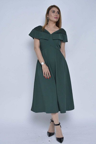 Nichii Short Sleeve Butterfly Midi Dress with Seven Neckline